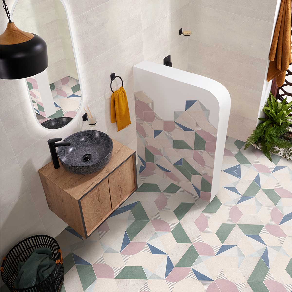 Piso Pared Hexágono Marden Azul Cara Única 23.2X26.8