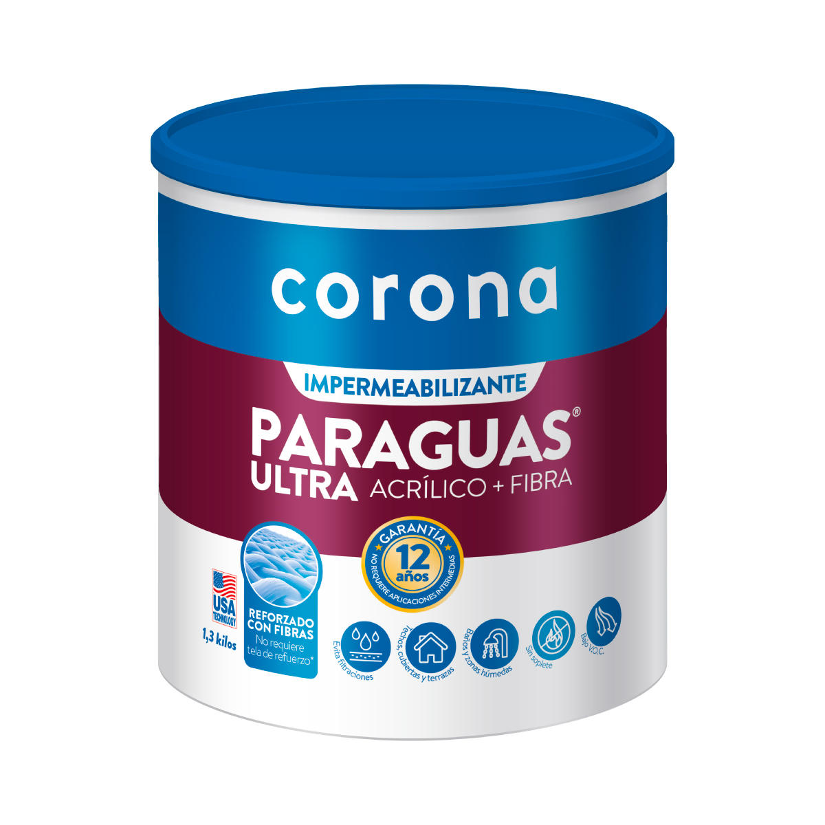 Impermeabilizante Paraguas® ultra blanco 1/4 galón x 1.2 kg