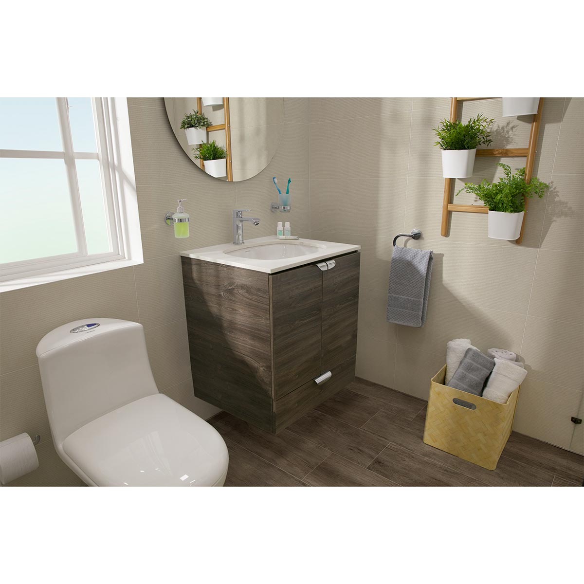 Ambiente Lavamanos Cascade de incrustar petit blanco en porcelana sanitaria