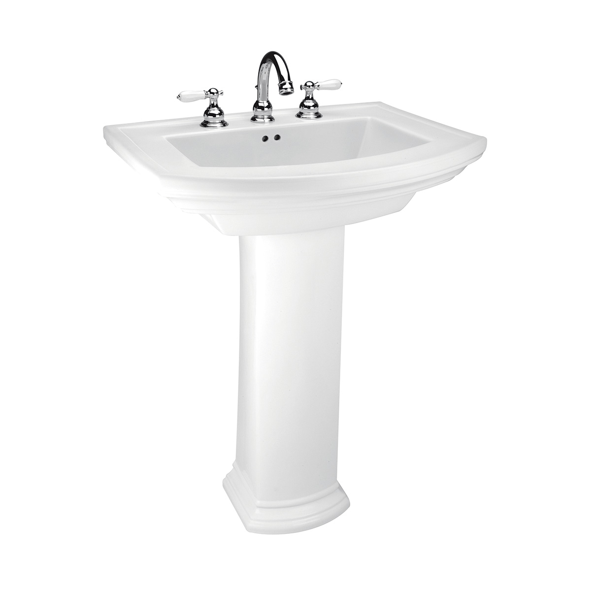 Lavamanos PIamonte con pedestal blanco con diseño arquitectónico clásico