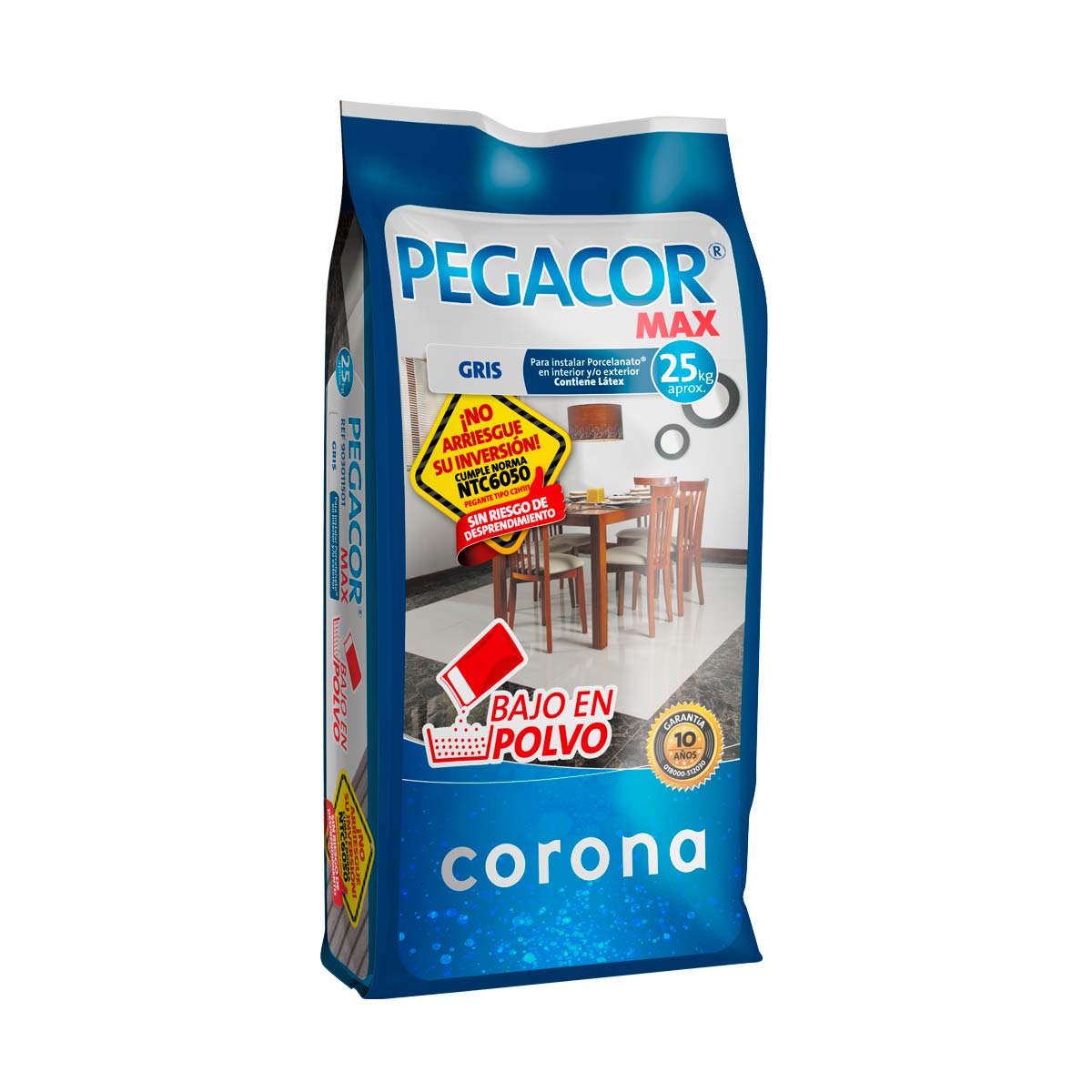 pegante pegacor max gris 25 kg 901011501